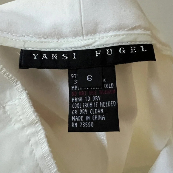 Yansi Fugel White Cotton Spandex Wide Leg Chino Pants Womens 6 Flat Front Mid - Picture 2 of 10